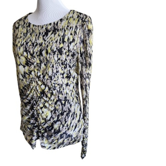 DKNY Women's Shirred Abstract-Print Long Sleeve Top - Picture 5 of 13